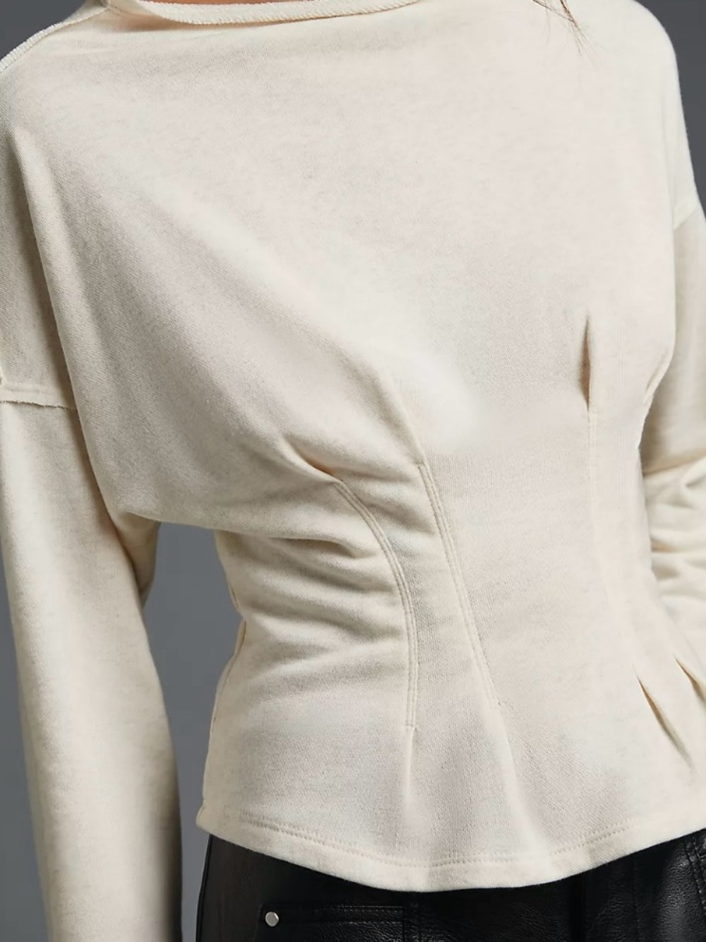 Anthropologie Women's Long-Sleeve, Sculpted Waist, Cotton Top. Size medium.